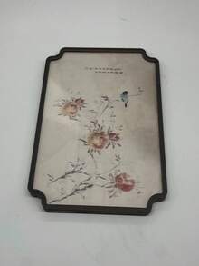 New Chinese Style Floral Bird Peach Print Wooden Tray, Tea Room Tea Set Storage Display Plate, Desktop Decor Tea Tray - Multicolor - View 6