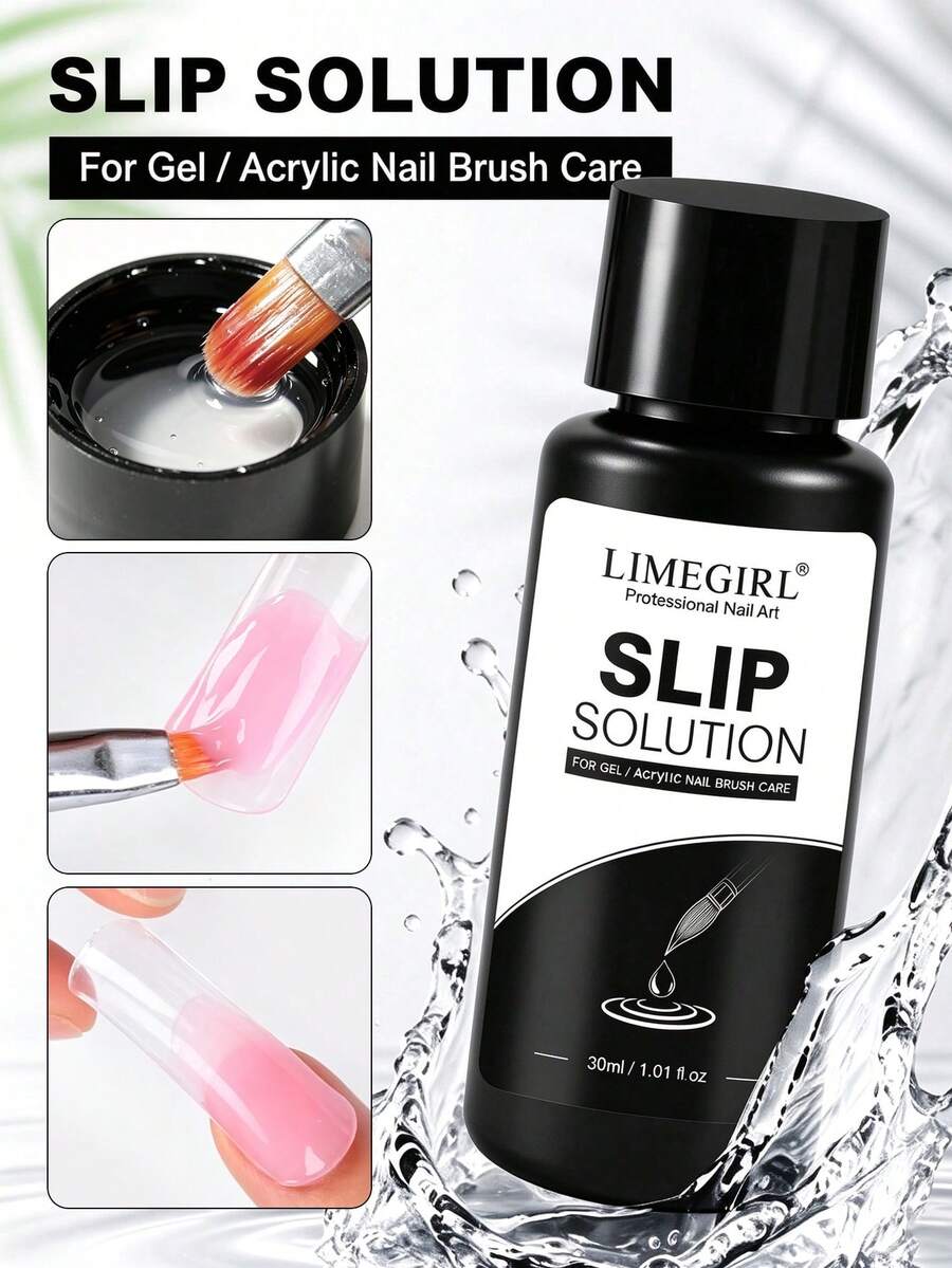 LIMEGIRL 30ml Slip Solution Nail Brush Cleaner For Gel & Acrylic, Quick ...