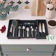1pc Large Kitchen Utensil Organizer Rack With Expandable Drawer, Adjustable Cutlery Tray, Suitable For Storing Knives, Forks, Spoons And Spatulas - Multicolor - View 11