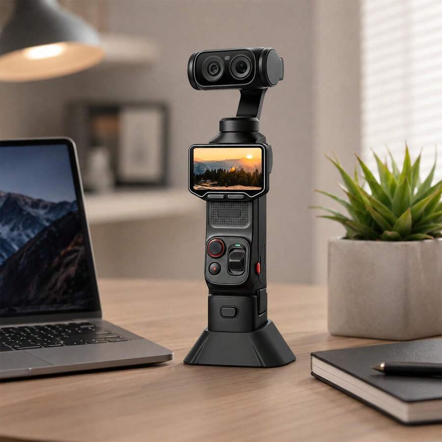 Đế đỡ dán bàn để bàn bằng silicone PULUZ cho Insta360 Luna Ultra / Pro (Màu đen) - Xem 1