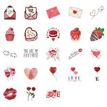 1 hộp 46 miếng nhãn dán Love Not Alone Series, nhãn dán phong cách Ins trang trí sổ planner, nhật ký, album ảnh DIY - Đỏ - Xem 3
