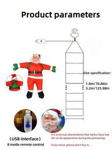 Santa Climbing LED Ladder Christmas Lights, 8 Modes, USB Powered, Waterproof Christmas String Lights, Available In Warm White And Multiple Colors, Suitable For Balcony, Window, Home, Yard, Living Room, Christmas And Other Indoor Or Outdoor Holiday Decorations. - Multi-color light - View 9