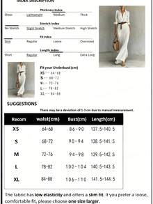 Solid Color Casual Elegant Lightweight Button-Up Ruched Deep V-Neck Long Shirt Dress, Non-Stretch Fabric, A-Line Skirt (No Belt Style) White - White - View 5