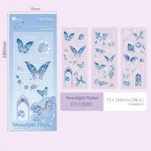1set/3Pcs Bright Butterfly Pattern Stickers,Creative Decorative Sticker For Junk Journal Supplies,Hand Account Decoration,Phone Case DIY,Graduation Season,Card DIY Decoration,Wedding Card,Birthday Party Cake Decoration,School Supplies,Back To School - A - View 10