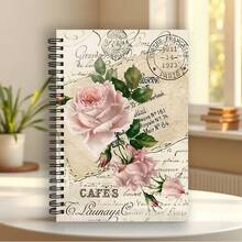 1pc Vintage Pink Floral Golden Frame Design Notebook, Journal With 100 Pages, Ideal Personal Organizer For Daily Planning, Travel Notes, Study Notes, Perfect Gift For Birthday, Back To School, Christmas - 1 Pack (50 Sheets/100 Pages) - View 10
