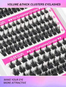 220 Clusters Spiky Cluster False Eyelashes And Lower Lashes, Fluffy Dense Cartoon Style Natural Spiky Cluster False Eyelashes, Fairy Style Cluster Eyelashes, Exquisite Cartoon Eyelashes, D Curl, Single Mink Hair False Eyelashes, Eyelash Extensions, Full Coverage, Home DIY - D - View 8