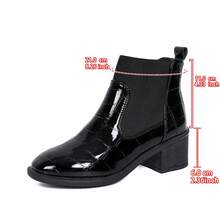 PWIIMG Women's Autumn/Winter Black Chelsea Boots, Round Toe, Square Heel, Boots, Crocodile Embossed Ankle Boots, Suitable For Daily Wear, Commuting, Office - Black - View 2