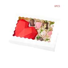 6/12 hộp bánh tự bung có cửa sổ, 12"X8"X2.5", hộp quà lớn màu trắng đựng kẹo, bánh ngọt, sô-cô-la, dâu tây, bánh kem, bánh donut, bánh muffin - trắng - Xem 6