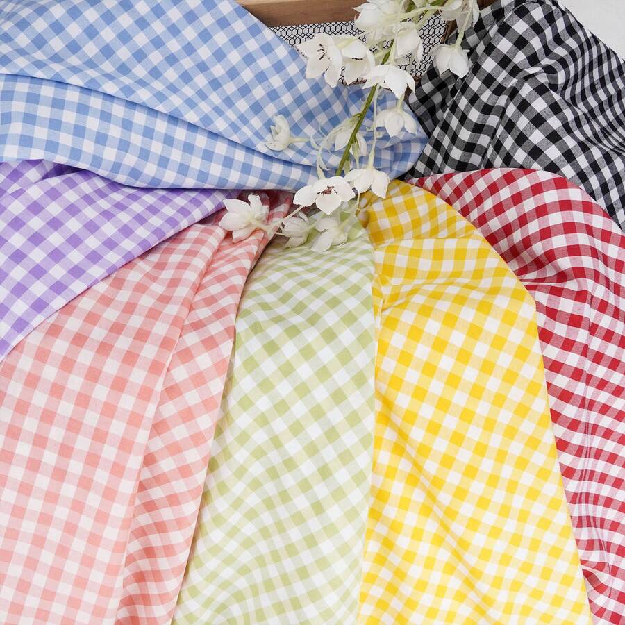 1pc Small Grid Print Polyester Fabric, Plaid Fabric For Sewing DIY Crafts, Bows, Clothing, Apparel, Sofa, Pillow, Tablecloth, Home Decor - Multicolor - View 1