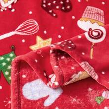 Red Gingerbread Christmas Blanket, Decorative & Gift Use, Soft & Comfortable Fleece Fabric, Gingerbread & Baking Pattern Design, Red Christmas Decor, Lightweight Blanket, Suitable For Sofa, Bed & Holiday Gifting - Multicolor - View 4