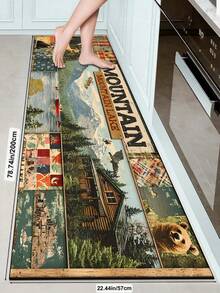 SANJIANGDI 1pc Rustic-Style Patchwork Print Kitchen Mat, 3.5 Mm Soft Rubber That Is Easy To Clean. Suitable For Corridors, Bathrooms, Living Rooms, Outdoor Door Mats, And Toilets. Useable Throughout The Year And For Various Holidays. - Multicolor - View 17