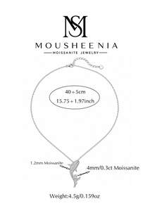 MOUSHEENIA 925 Sterling Silver D Color VVS1 Moissanite Pave Fish Whale Tail Pendant Necklace, Gift For Her - Dolphin - View 4