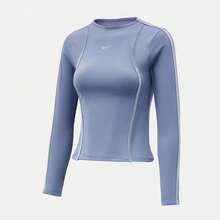 Nike AS W NK ONE DF FITTED LS TOP Women's Crew Neck Long Sleeve Fitted Top - Blue - View 2