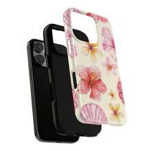 Cute Hibiscus Shell Phone Case, Summer Macaron Color Floral Print, Sweet Girl Style Phone Case, Compatible With IPhone 17 Air 16 Pro Max 15 14 Plus 13 12 Pro 11 - Multicolor - View 6