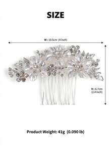 1pc Elegant Floral Rhinestone Hair Comb, Wedding Bridal Hair Accessory, Shiny Alloy Hair Clip, Suitable For Women's Party, Ball, Daily Styling - Multicolor - View 9