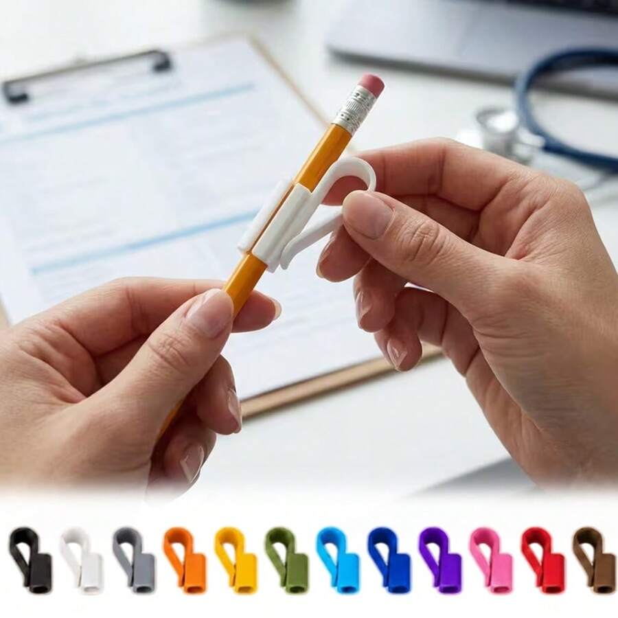 5pcs Portable Pencil Holder Multifunctional Pen Clip Storage Tool, Can Hold 10mm Thick Pens, Can Clip Pens To Notebooks Or Books, Convenient And Easy To Avoid Losing Pens - Multicolor - View 1