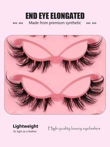 Asiteo 5 Pairs Cat Eye Lashes Natural Look Wispy Lashes Eye End Elongated Strip Thick False Eyelashes, Dramatic And Lightweight For Comfortable Wear - Perfect For Beginners, Party, Travel, And Everyday Use - Black - View 2