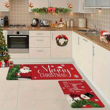 Christmas Decor Kitchen Mat Set, Cute Christmas Snowman Pattern, Fun Machine Washable Carpet With Plastic Backing, Indoor/Outdoor Universal, Holiday Gift Home Decor Rug, Multiple Sizes Available, Suitable For Bathroom, Kitchen, Bedroom, Hallway, Dining Room, Living Room, Indoor/Outdoor Entryway And Other Areas - C - View 2