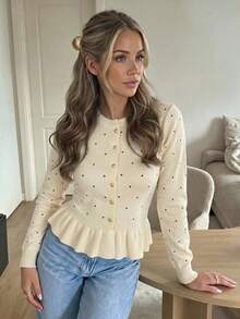 Women's New Autumn/Winter Ruffle Trim Knit Cardigan, Suitable For Office Commute, Formal Business Occasions, Social Gatherings And Casual Daily Wear - Multicolor - View 7