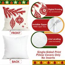 4 cái/1 cái vỏ gối trang trí họa tiết Giáng Sinh màu đỏ không kèm ruột, in một mặt, phù hợp cho phòng khách, phòng ngủ, trang trí nhà cửa, dùng cho mọi mùa - Nhiều màu - Xem 4