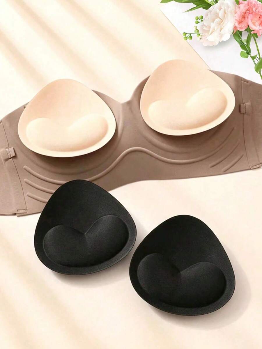 4 Thickened Sponge Latex Bra Pads, Small Breasts Become Larger Breasts, Can Be Placed On Bra Lining - Cute Plush - View 1