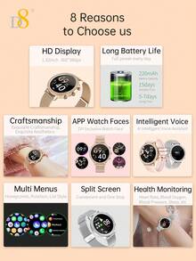 D8 Luxury Smart Watch With Rhinestone Bezel, 1.32-Inch HD Touch Screen, Wireless Bluetooth Call, Answer And Dial, IP68 Waterproof, 100+ Fitness Sports Modes, Heart Rate, Blood Oxygen, Sleep Monitoring, Calorie Counting, Compatible With Android And IOS - View 5