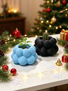 Artistic Spherical Bubble Mini Planter, 3D Printed One-Piece Molded, Full Layer Bubble Appearance. Minimalist Versatile Design Suitable For Any Scene, Used For Planting Mini Green Plants, Beautifying Desks, Holiday Atmosphere Home Gift. - Multicolor - View 8