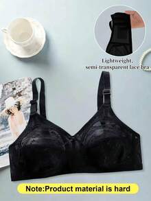 4pcs/Set Women's Full Coverage Lace Wireless Bras, Sexy Breathable Thin Padded Bras For Large Bust - Multicolor - View 3