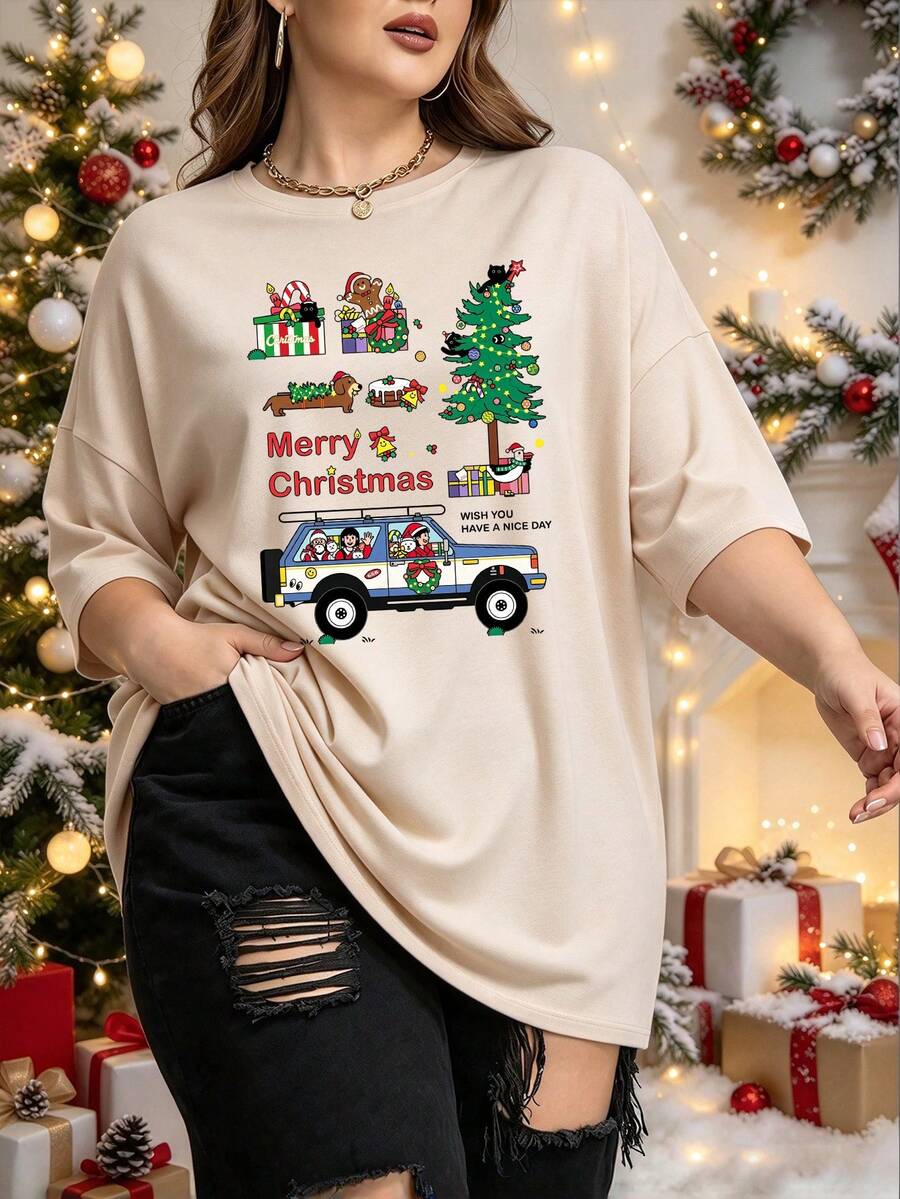 Plus Size T-Shirts - Apricot - View 1