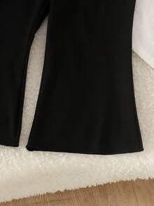 2pcs Baby Girl Cute Mori Style Knitted Striped Long Sleeve Top And Pants Set, Spring Autumn Minimalist - Black and White - View 7