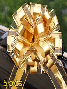 10/5pcs Scenes Elegant Satin Ribbon Bows | Maroon And Golden, Shiny PP Material, Suitable For Weddings, Parties, Christmas, Valentine'S Day, Birthdays, Packaging | Durable Craft Ribbon - Set - View 12