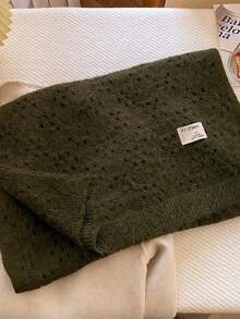 1pc Thick Wool Blend Knit Scarf, Openwork Hollow Design 53*190cm, Fall Winter, Stylish Scarf For Outing, Travel And Party - Multicolor - View 18