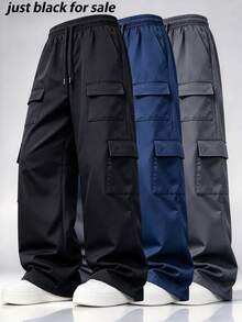 Spring/Autumn Straight Leg Pants For Men, Lightweight, Durable, Wrinkle-Resistant, Breathable - Black - View 1