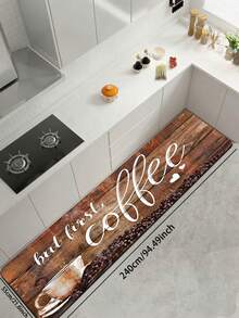 1pc Vintage Wood Grain Coffee Letter Print Diatomaceous Earth Kitchen Mat, Cushioned Anti-Fatigue Absorbent Non-Slip Rug, 3.5mm Trimmable, Suitable For Kitchen, Bathroom, Entryway Home Decor - Multicolor - View 16