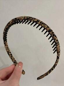 1pc/4pcs/Set Random Pattern Handmade Leopard Print Fabric Non-Slip Toothed Headband, Hair Accessory, Versatile Elegant Tassel Hairband For Face Washing - Multicolor - View 2