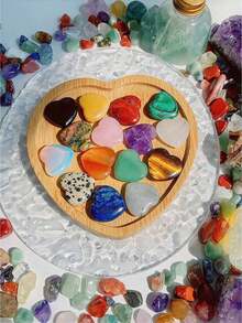 15/10/1pc Natural & Artificial Heart-Shaped Stones, Random Material, Suitable As Thumb Stones, Decorative Stones And Accents, Bright Colors, Glossy Texture - Multicolor - View 4