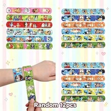 12pcs/6pcs/Set Bluey Cartoon Clapping Bracelets, 12 Unique Designs, Fun Party Favors And Holiday Decorations, Suitable For Birthday Parties, Events And Celebrations, Colorful Clapping Bracelets With Cute Patterns, Party Fillers, Carnival Toys - Multicolor - View 7