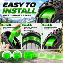 VXM 1/2pcs Bicycle Tire Inner Liner Puncture Protection Tape, Suitable For Mountain Bike, Green TPU - Multicolor - View 2