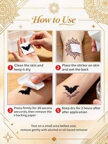 9pcs Metallic Gold Temporary Tattoo Stickers, Bohemian Style, Premium PET Paper, Sheet, Sun Butterfly Feather Mandala Patterns, Waterproof Long-Lasting Body Art Stickers, Suitable For Party, Beach, Festival And Wedding Occasions - Multicolor - View 10