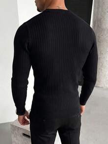 GRDR Men's Autumn/Winter Crew Neck Long Sleeve Knit Sweater, Essential For Autumn/Winter, Daily Wear - Black - View 3