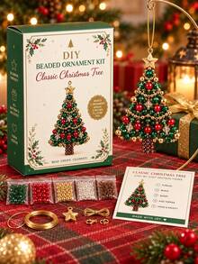 1set DIY Beaded Christmas Decoration Set, Adult Colorful Beads DIY Christmas Tree Decoration Kit, Holiday Craft DIY Kit For Beginners, Gift Box Christmas Beading Project, Christmas Home Decor, Suitable For Tree Decor And Seasonal Gifts - Multicolor - View 5