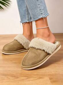 Children's Plush Slippers For Girls And Boys, Warm House Shoes Suitable For Indoor And Outdoor - Khaki - View 2