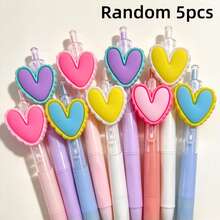 5/10pcs Heart-Shaped Retractable Ballpoint Pen Set, Suitable For Wedding Party, Office Stationery, Colleague Teacher Birthday Gift, Party Favor, Highly Attractive Gift Pen - Sets - View 6