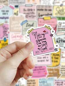 50pcs Inspirational Quote Stickers For Decorating Planner, Diary, Scrapbook, Notebook, Luggage, Guitar, Skateboard, Manual, Tablet, Water Bottle, Phone - Multicolor - View 4