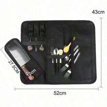 16 Pockets Chef Knife Bag Portable Kitchen Slicing Japanese Santoku Cleaver Knife Roll Bag Outdoor Carry Case Storage Pocket - Grey - View 8