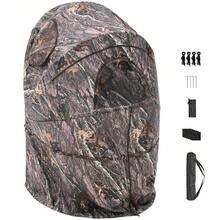 Persiana de Caza Individual con Bolsa de Transporte, Camuflaje, Refugio Oculto Reforzado y Duradero con Puerta y Ventana Silenciosas con Cremallera, a Pavos y Ciervos, 1130 x 920 x 1350 mm - 1130 x 920 x 1350 mm - Ver 8