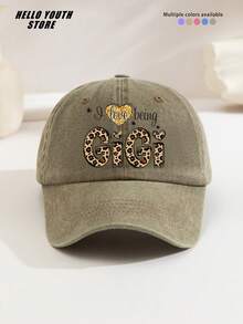 1pc "GIGI" Leopard Print Baseball Cap, Windproof Warm Comfortable Multi-Functional Baseball Cap, Women's Washed Vintage Hat, Suitable For Daily Outings And Everyday Use, Daily Outfit Hat Decoration Hat, Best Gift For Family - A - View 5