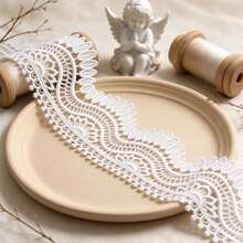 Exquisite Wavy Embroidered Lace Trim, Vintage Water-Soluble Embroidery, 2.04 Inches Wide, Handmade Floral DIY Embellishment, Suitable For Skirts, Curtains, Weddings, And Fashion Decoration. - Multicolor - View 8