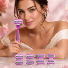 4 Replacement Blades + 1 Handle Purple Women's Manual Razor Set, 5-Layer Sharp Blades, Replaceable Cartridges, Dry & Wet Use, Full Body Washable, Armpit, Leg, Body Hair Removal, Portable Shaving Tool - Purple - View 3