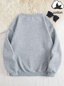 Women's National Park Bear Forest Print Casual Long Sleeve Sweatshirt Top, Autumn/Winter - Light Grey - View 2